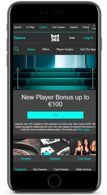 section of the casino in the application bet365 on the iphone