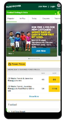 home in the paddy power mobile app on android