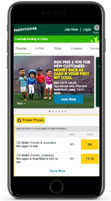 home in the paddy power mobile app on iphone