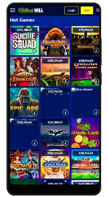 casino in the william hill mobile app on android