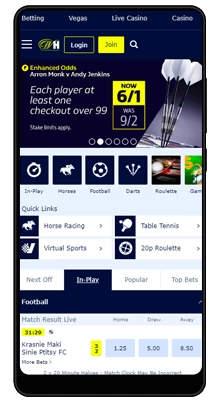 home in the william hill app on android
