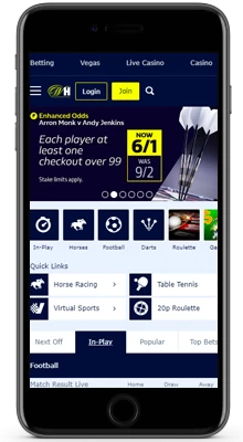 home in the william hill app on ios