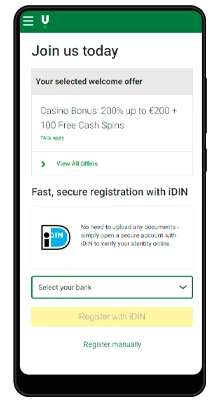registration in the unibet mobile application for android