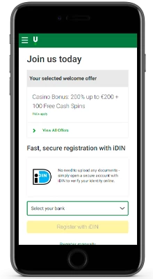 registration in the unibet app on ios